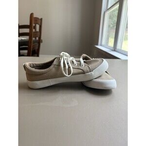 Tommy Bahama Women's Beige Canvas Lace Up Low Top Casual Sneakers Shoes Size 8